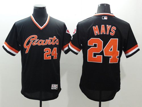 Giants #24 Willie Mays Black Flexbase Authentic Collection Cooperstown Stitched MLB Jersey - Click Image to Close